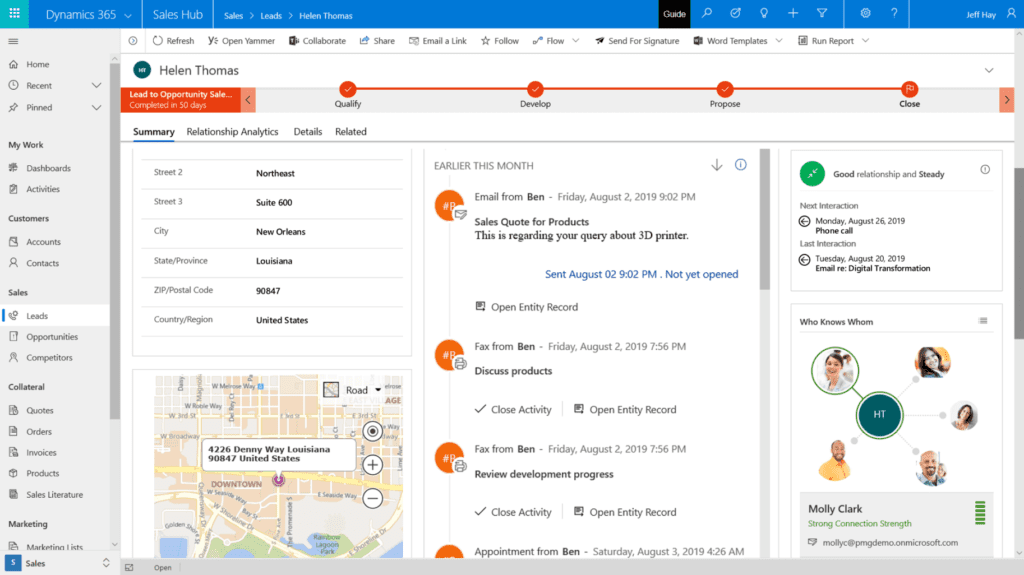 Dynamics customer view