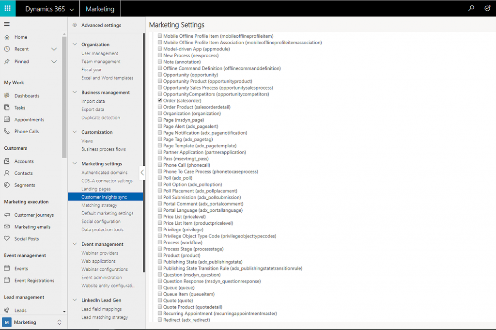 Dynamics 365 for Marketing - Customer insights sync