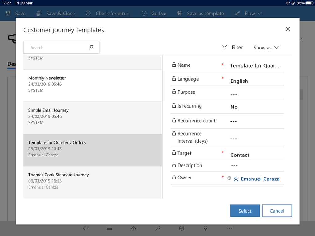 Customer journey templates 